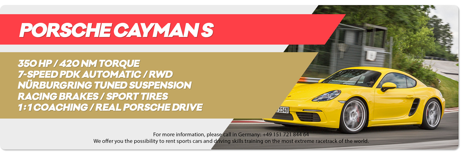 Alquiler de coches Porsche Cayman S Nürburgring Nordschleife